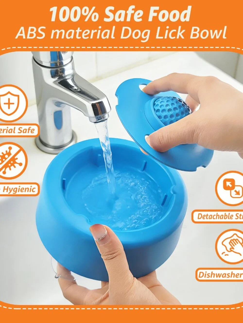 Slow Feeder Dog Bowl with Built-in Rolling Ball for Liquid Treats and Bone Broth